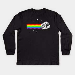 Troll Face Nyan Cat Meme Kids Long Sleeve T-Shirt